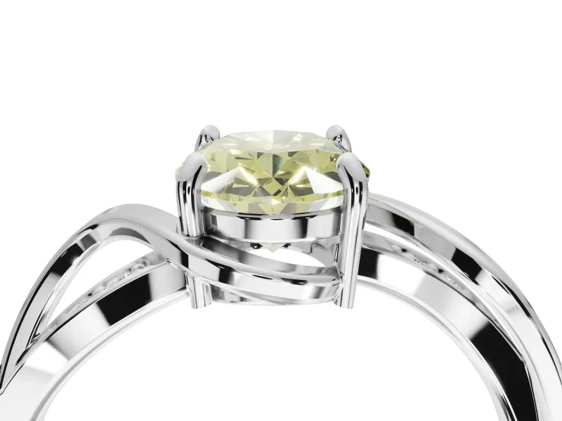 Oval Bypass Solitaire Engagement Ring Setting for a Fancy Yellow Lab-Grown Diamond | Pavé Strands | Sterling Silver