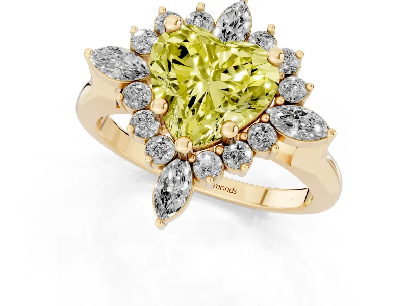 Heart-Shaped Engagement Ring Setting for a Fancy Yellow Lab-Grown Diamond | Yellow Gold - Design NV-24790