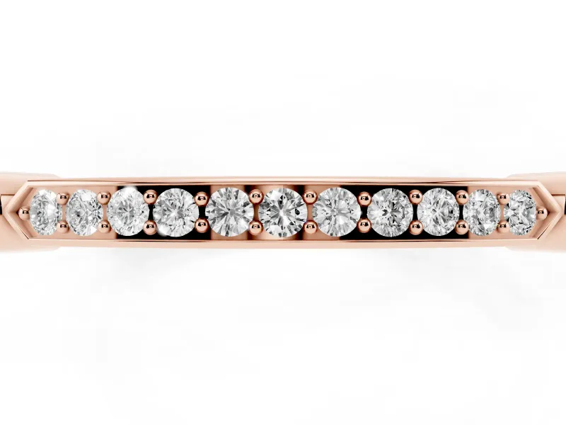 Round Lab-Grown Diamond Pavé Bar Wedding Band | Bezel Stations | Rose Gold