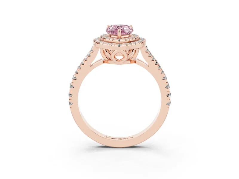 Pear-Shaped Halo Engagement Ring Setting for a Fancy Pink Lab-Grown Diamond | Rose Gold - Design NV-24799