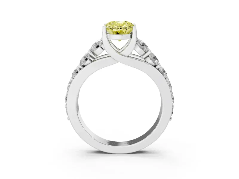 Oval Graduated Engagement Ring Setting for a Fancy Yellow Lab-Grown Diamond | White Gold