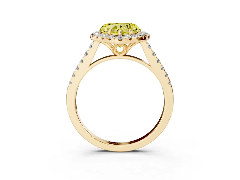 Heart-Shaped Raised Halo Engagement Ring Setting for a Fancy Yellow Lab-Grown Diamond | Yellow Gold