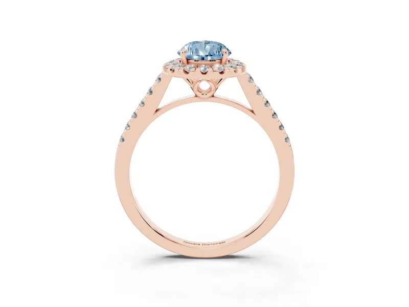 Pear-Shaped Raised Halo Engagement Ring Setting for a Fancy Blue Lab-Grown Diamond | Rose Gold