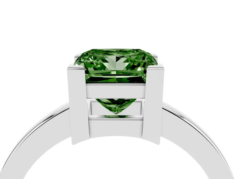 Princess Cut Solitaire Engagement Ring Setting for a Fancy Green Lab-Grown Diamond | Flat Tab Prongs | White Gold
