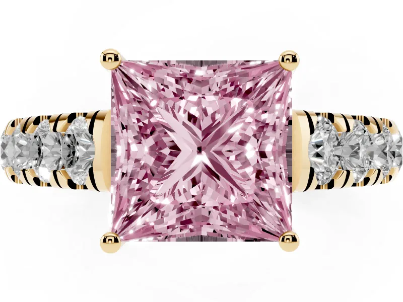 Princess Cut Engagement Ring Setting for a Fancy Pink Lab-Grown Diamond | Yellow Gold - Design NV-24643