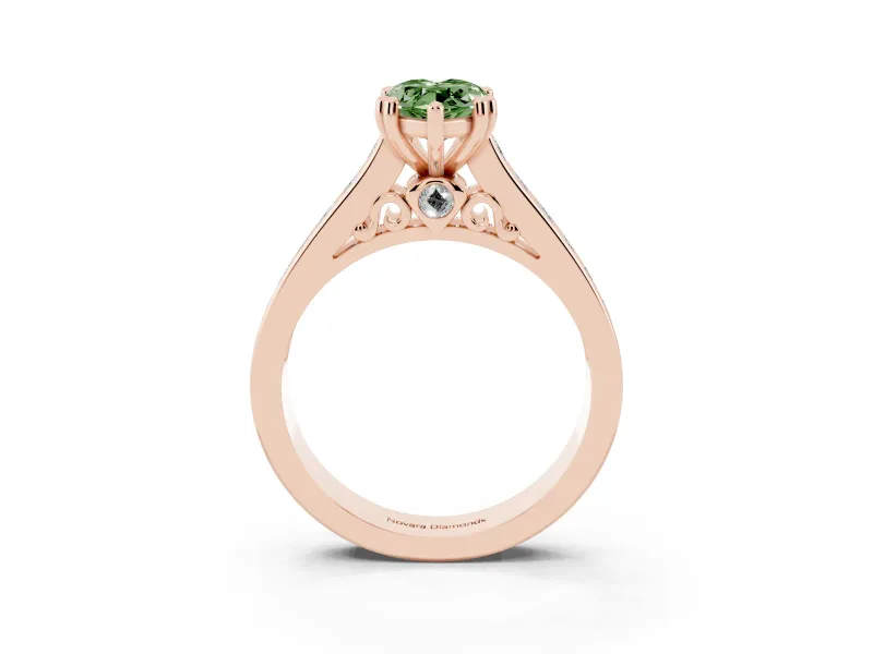 Marquise Channel Engagement Ring Setting for a Fancy Green Lab-Grown Diamond | Rose Gold - Design NV-24671