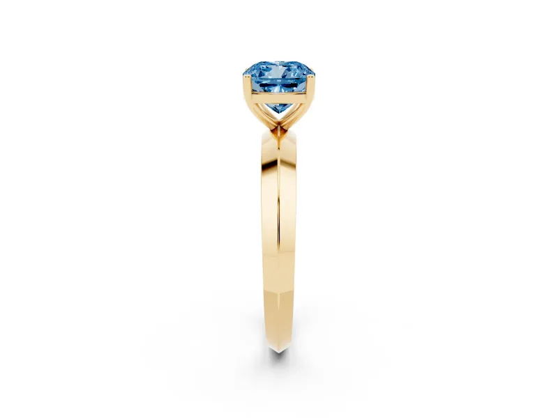 Cushion Cut Knife-Edge Engagement Ring Setting for a Fancy Blue Lab-Grown Diamond | Yellow Gold