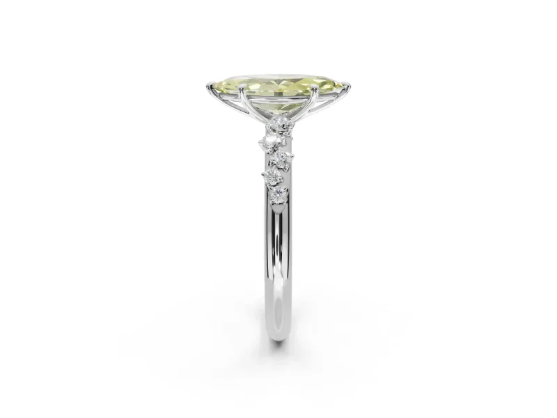 Marquise Graduated Solitaire Engagement Ring Setting for a Fancy Yellow Lab-Grown Diamond | Sterling Silver