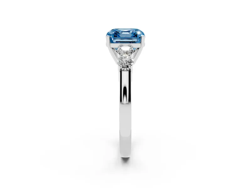 Asscher Cut 5 Stone Engagement Ring Setting for a Fancy Blue Lab-Grown Diamond | Platinum