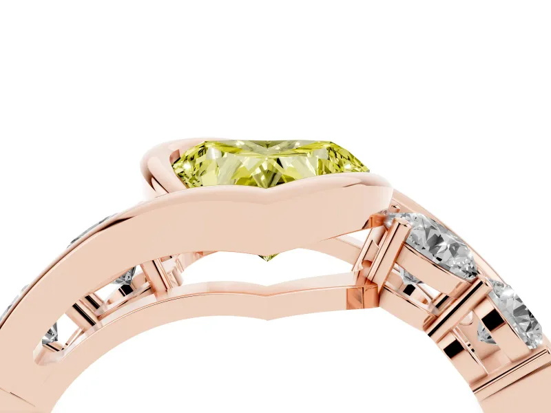 Heart-Shaped Bezel Bypass Engagement Ring Setting for a Fancy Yellow Lab-Grown Diamond | Rose Gold