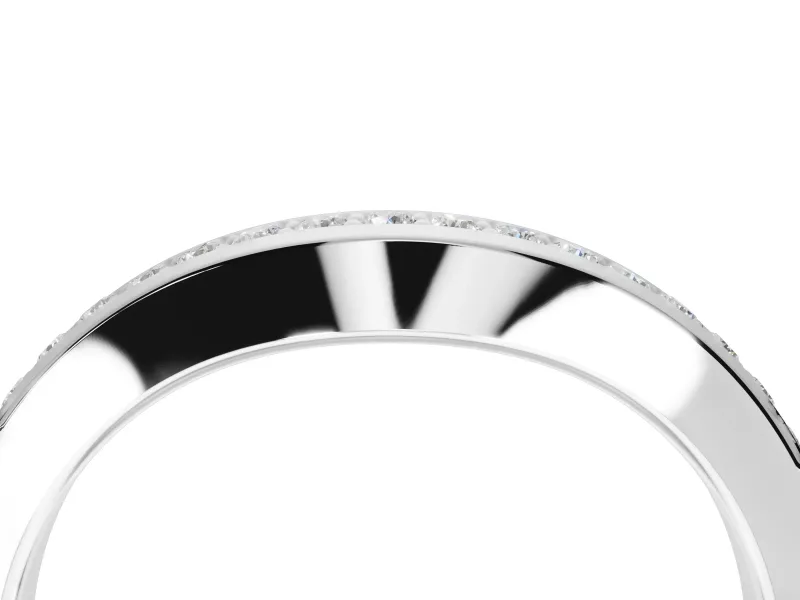 Round Lab-Grown Diamond Contoured Pavé Wedding Band | Smooth Polished Edges | White Gold