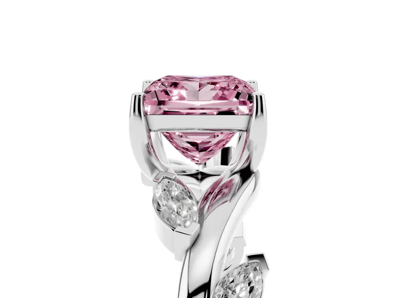 Princess Cut Twisted Vine Engagement Ring Setting for a Fancy Pink Lab-Grown Diamond | Platinum