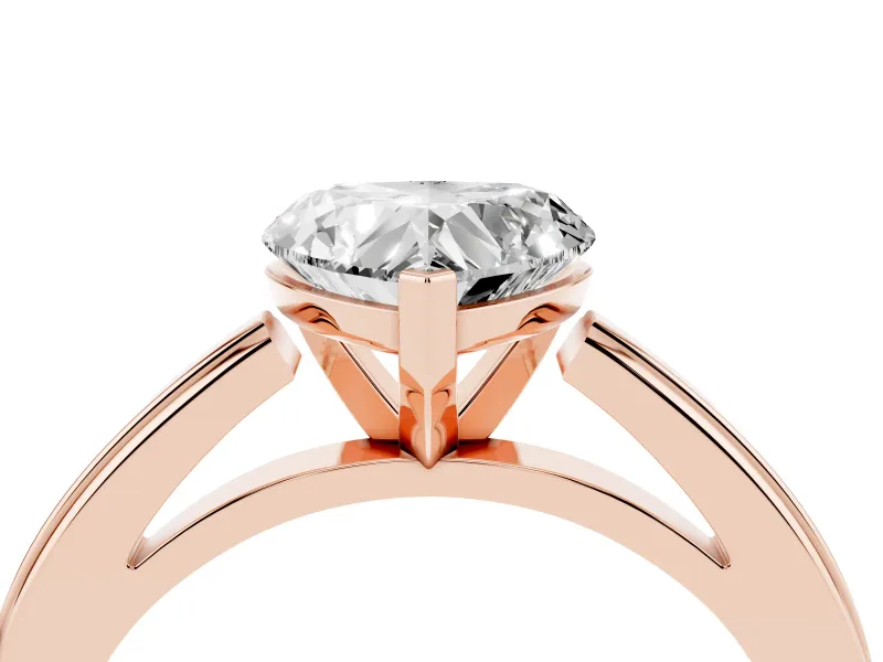 Heart Cut Diamond Solitaire Ring Set in Rose gold with Prong Setting and Classic Band
