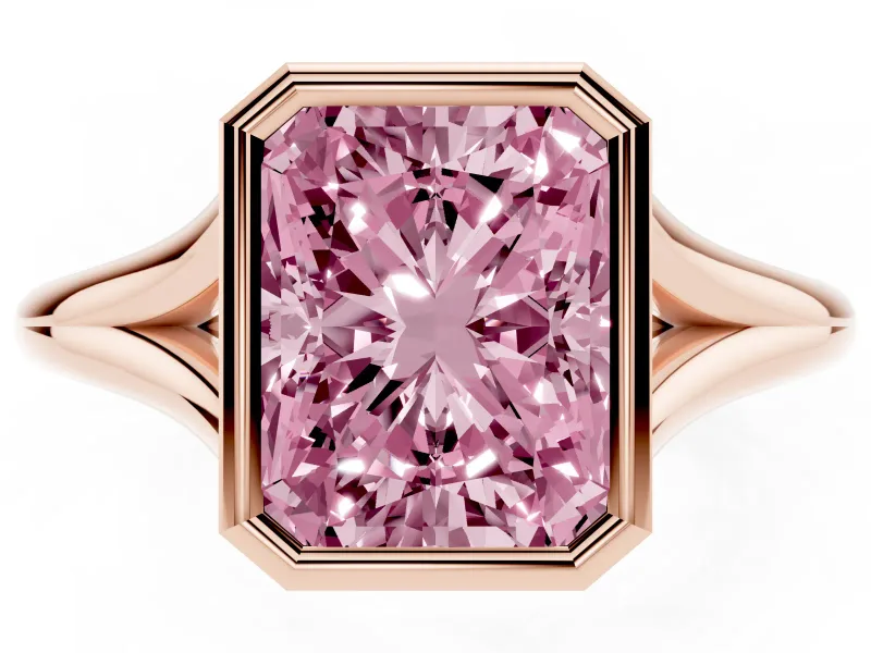 Radiant Cut Bezel Engagement Ring Setting for a Fancy Pink Lab-Grown Diamond | Rose Gold