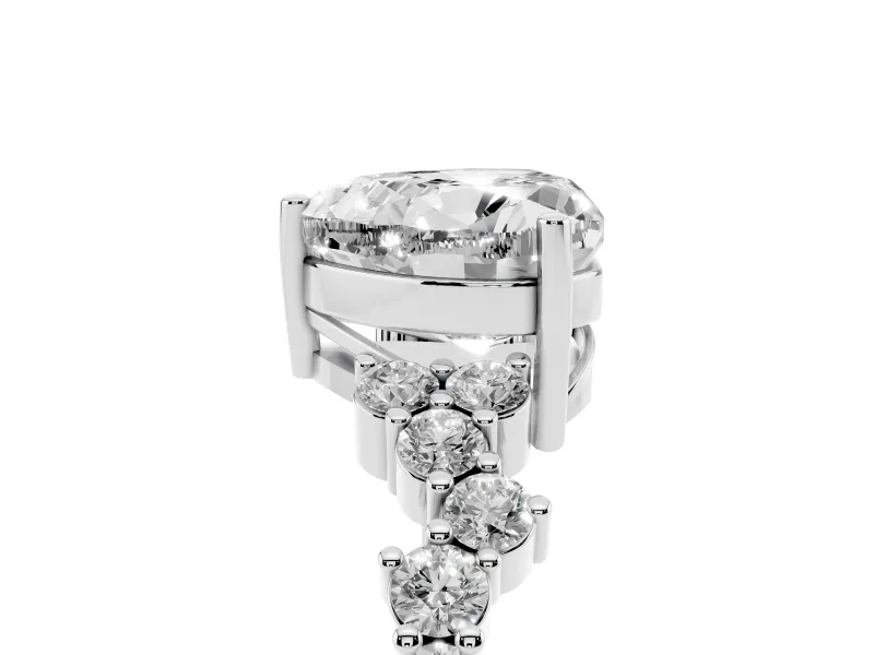 Heart-Shaped Scattered Accent Engagement Ring Setting | Slim Band | Sterling Silver