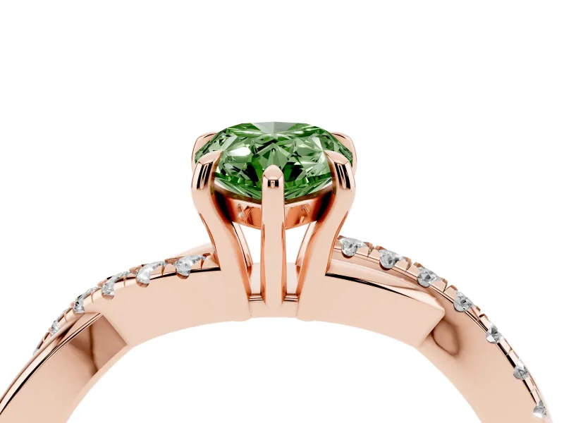 Pear-Shaped Crossover Engagement Ring Setting for a Fancy Green Lab-Grown Diamond | Rose Gold