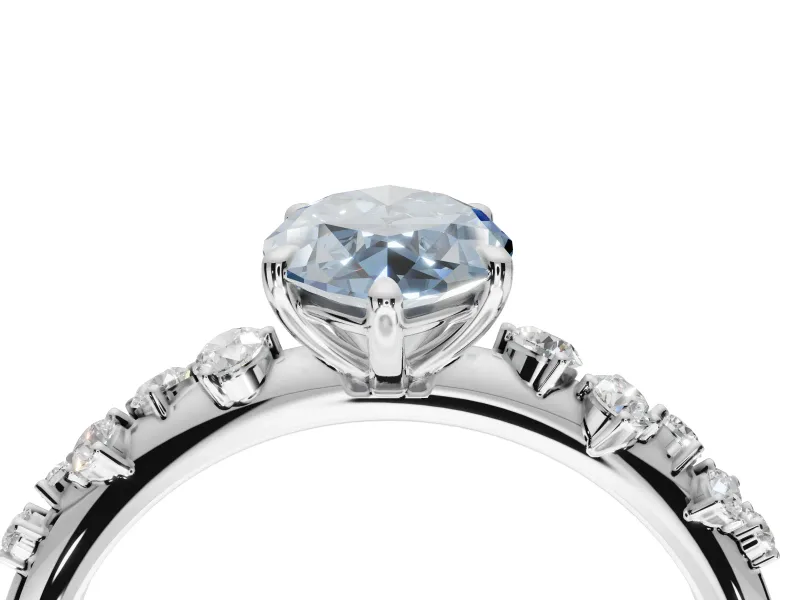 Marquise Graduated Solitaire Engagement Ring Setting for a Fancy Blue Lab-Grown Diamond | Sterling Silver