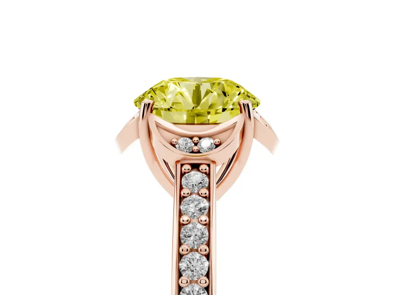 Round Floral Pavé Engagement Ring Setting for a Fancy Yellow Lab-Grown Diamond | Rose Gold