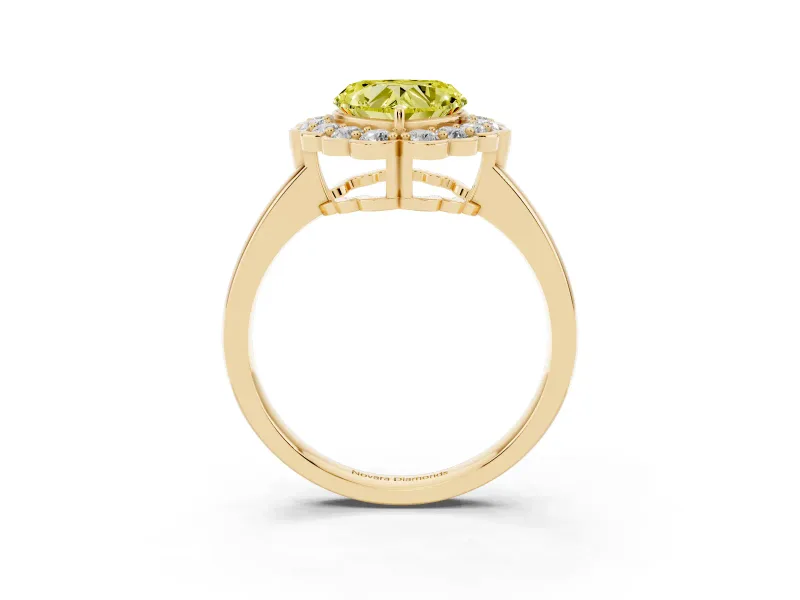 Heart-Shaped Halo Engagement Ring Setting for a Fancy Yellow Lab-Grown Diamond | Yellow Gold - Design NV-24719