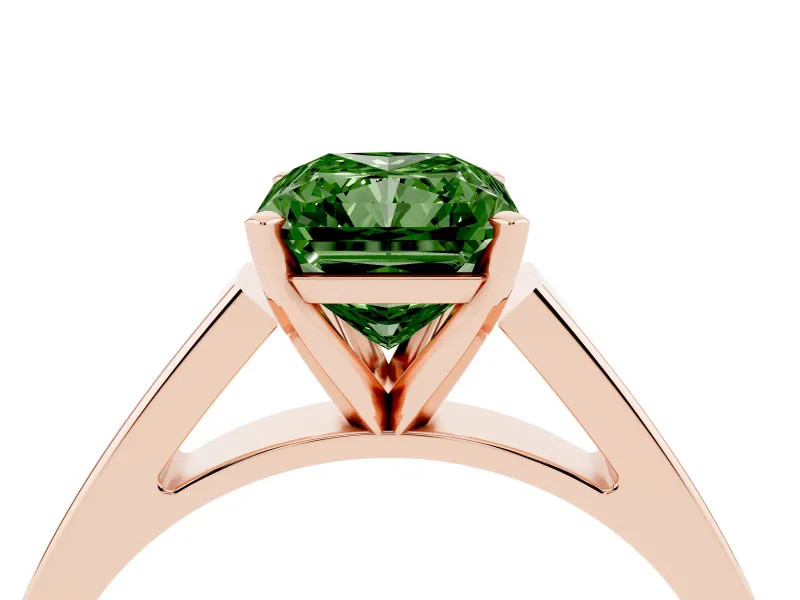 Radiant Cut Solitaire Engagement Ring Setting for a Fancy Green Lab-Grown Diamond | Rose Gold