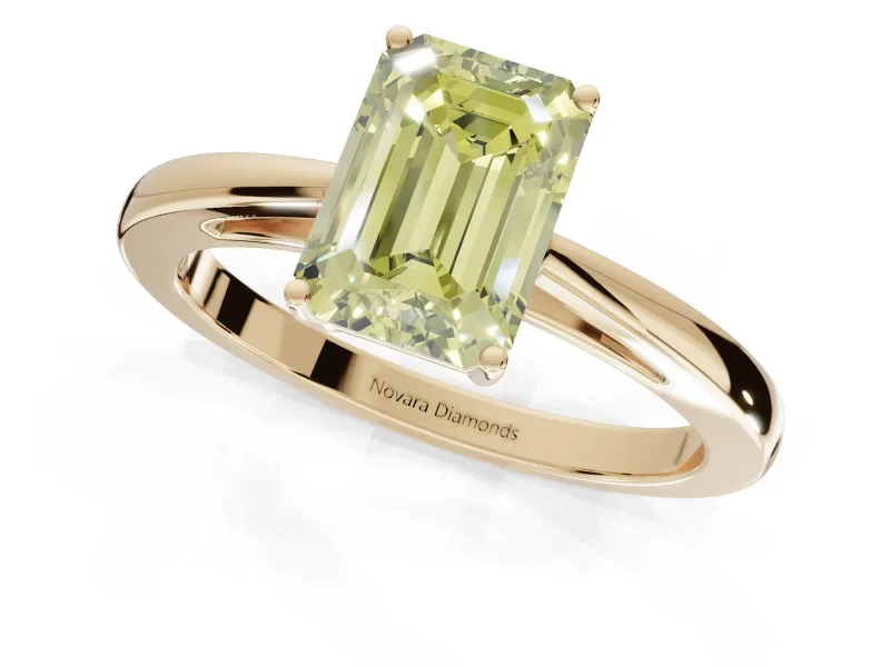 Emerald Cut Cathedral Engagement Ring Setting for a Fancy Yellow Lab-Grown Diamond | Yellow Gold - Design NV-24626