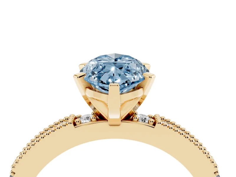 Marquise Vintage Pavé Engagement Ring Setting for a Fancy Blue Lab-Grown Diamond | Yellow Gold