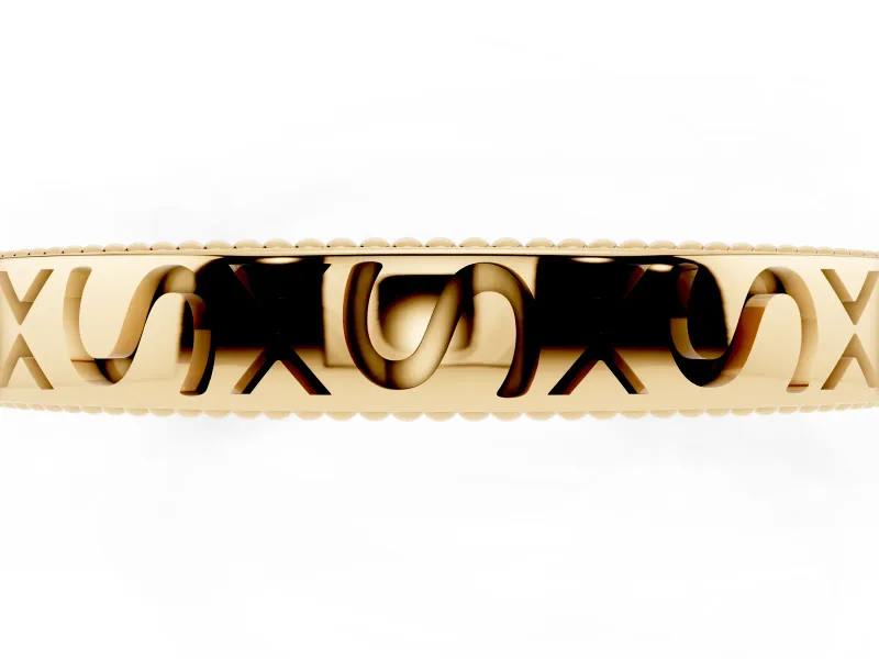 Engraved Milgrain Band Set in Yellow gold with Vintage-Inspired Pattern