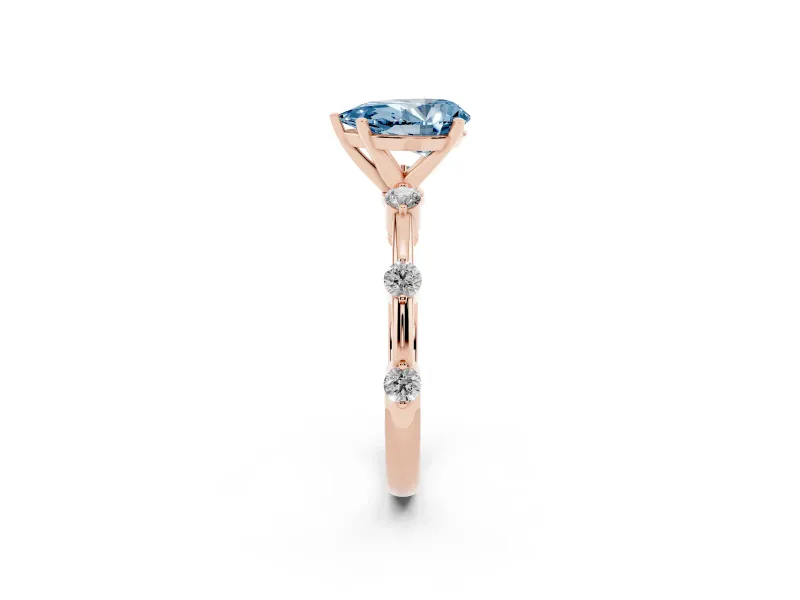 Pear-Shaped Bar Set Engagement Ring Setting for a Fancy Blue Lab-Grown Diamond | Rose Gold