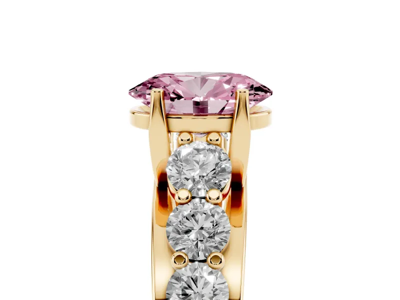 Oval Graduated Engagement Ring Setting for a Fancy Pink Lab-Grown Diamond | Yellow Gold