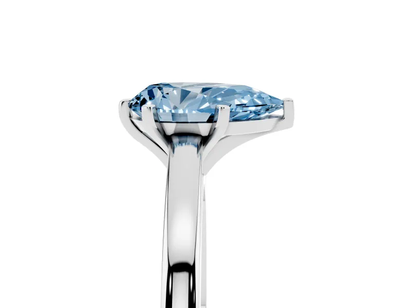 Pear-Shaped Plain Engagement Ring Setting for a Fancy Blue Lab-Grown Diamond | Platinum
