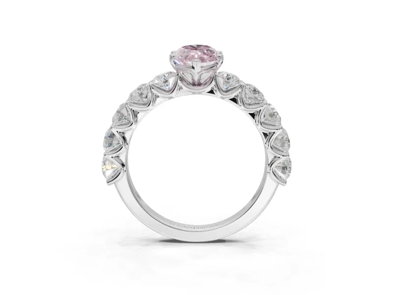 Marquise Side Stone Engagement Ring Setting for a Fancy Pink Lab-Grown Diamond | Scalloped Prong Accents | Platinum
