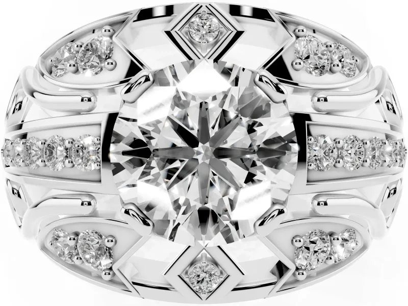 Round Art Deco Graduated Pave Engagement Ring Setting | Split Shank | Sterling Silver
