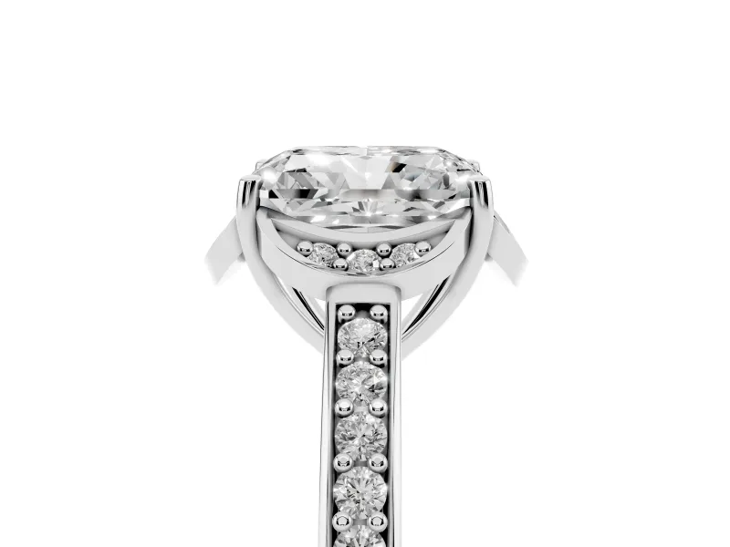 Radiant Cut Floral Pavé Engagement Ring Setting | Petal Accents | Platinum