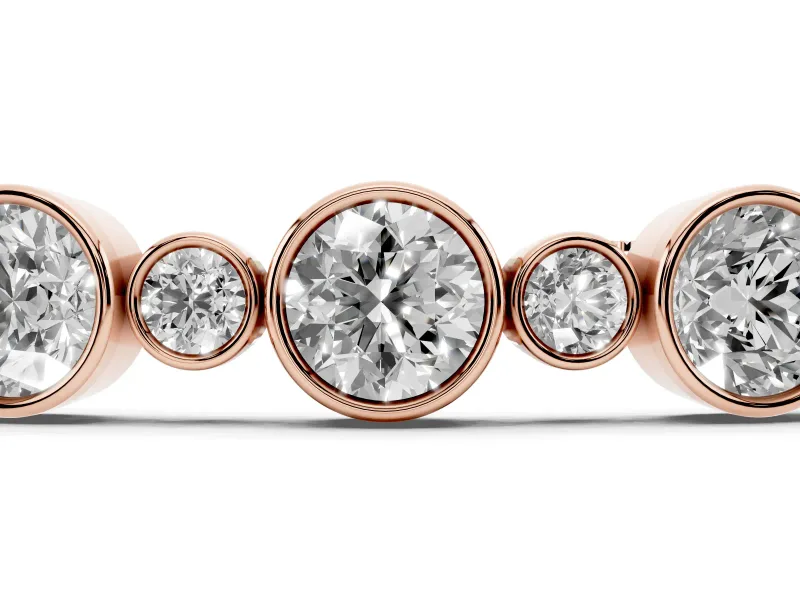 Round Lab-Grown Diamond Alternating Bezel Tennis Bracelet | Large and Small Stones | Rose Gold