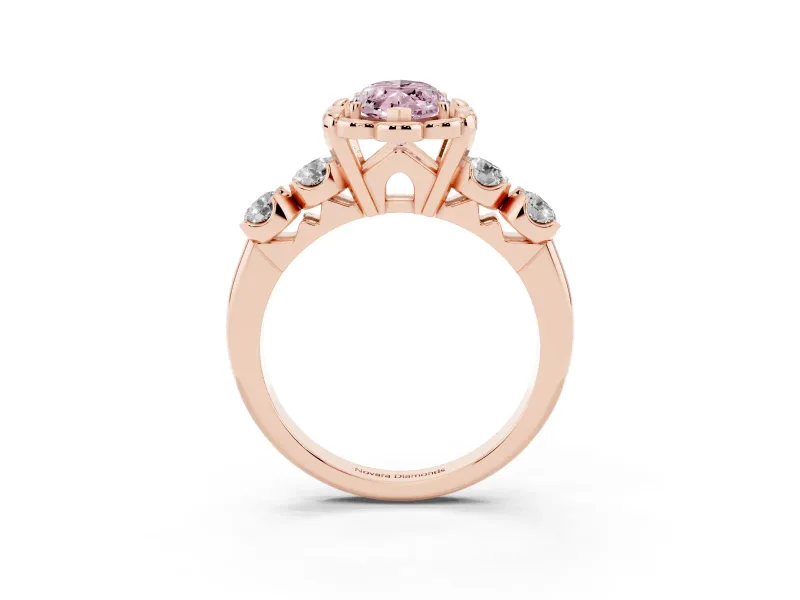 Marquise Floral Engagement Ring Setting for a Fancy Pink Lab-Grown Diamond | Petal Frame | Rose Gold