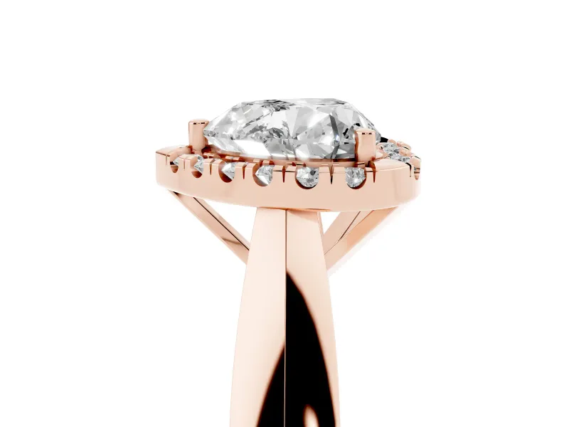 Heart-Shaped Halo Engagement Ring Setting | Square Profile Band | Rose Gold