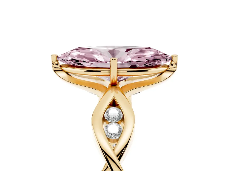 Marquise Twisted Infinity Engagement Ring Setting for a Fancy Pink Lab-Grown Diamond | Yellow Gold