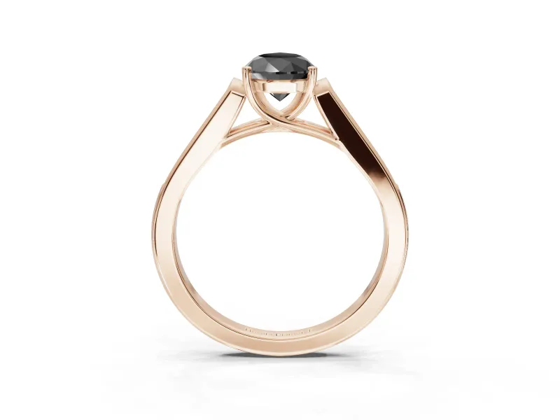 Pear-Shaped Cathedral Solitaire Engagement Ring Setting for a Black Center | Rose Gold