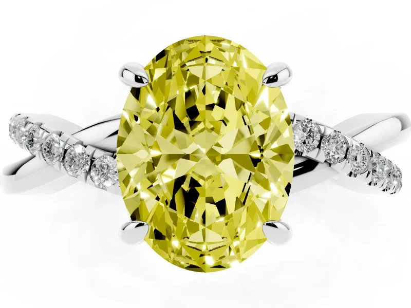 Oval Twist Engagement Ring Setting for a Fancy Yellow Lab-Grown Diamond | Sterling Silver