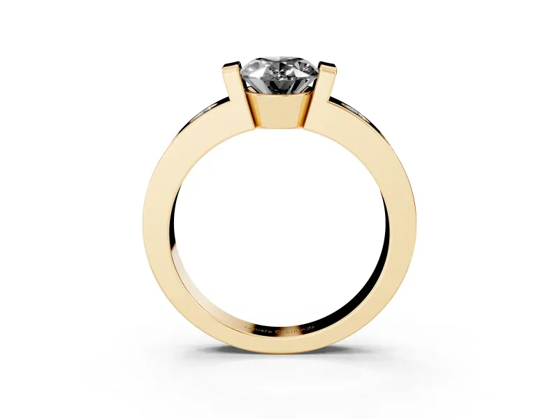 Oval Tension Style Engagement Ring Setting for a Black Center | Flush Set Accents | Yellow Gold