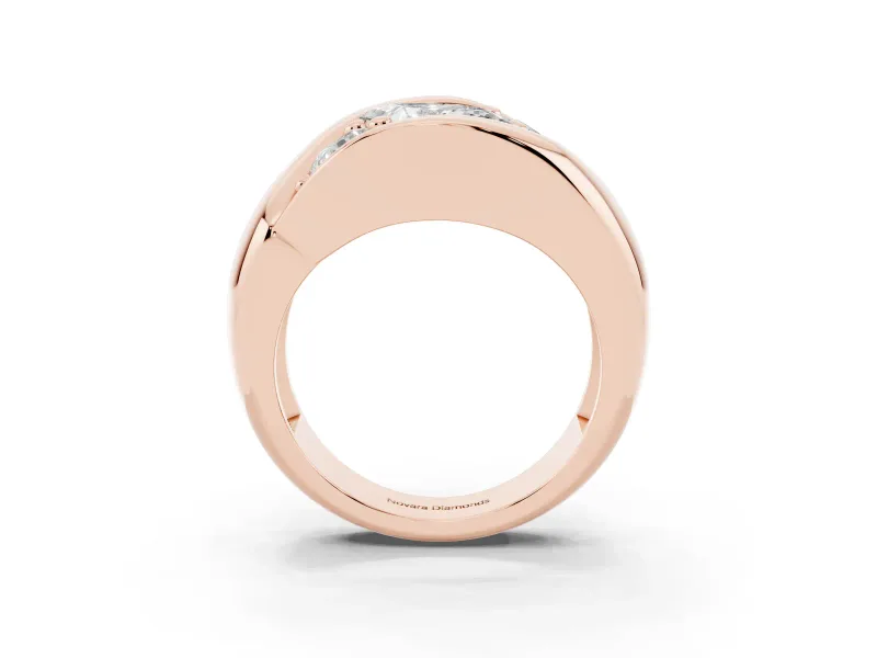 Princess Cut Diamond Channel-Set Crossover Ring Set in Rose gold