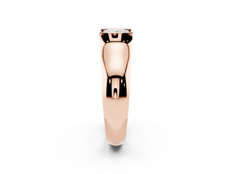 Princess Cut Half Bezel Solitaire Engagement Ring Setting | Wide Band | Rose Gold
