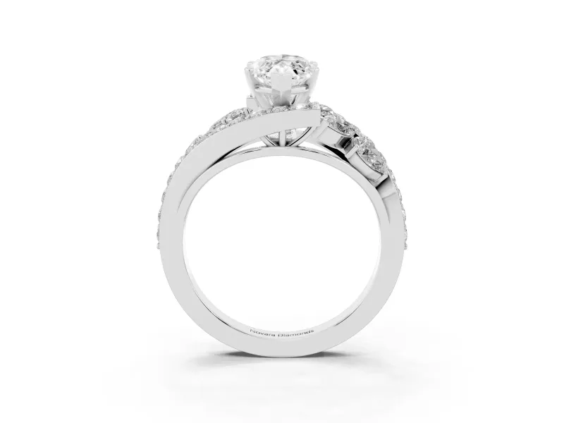 Marquise Bypass Pavé Engagement Ring Setting | Marquise and Pear Accents | White Gold