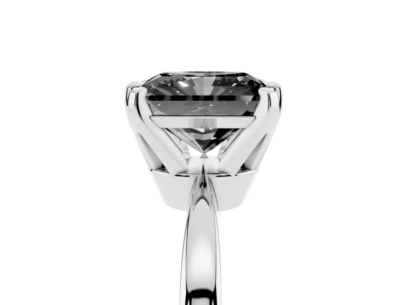 Fancy Black Radiant Cut Diamond Solitaire Engagement Ring Set in Silver with Slim Tapered Solitaire Band