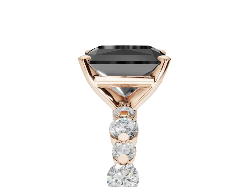 Radiant Cut Pavé Engagement Ring Setting for a Black Center | Alternating Accents | Rose Gold