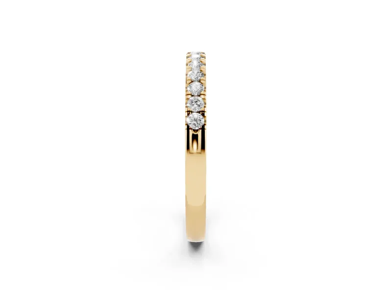 Round Lab-Grown Diamond Claw Pavé Wedding Band | Top-Set Row | Yellow Gold
