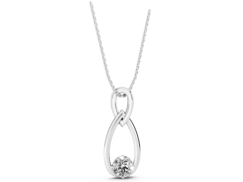 Round Lab-Grown Diamond Solitaire Infinity Pendant Necklace | Upright Loop | White Gold
