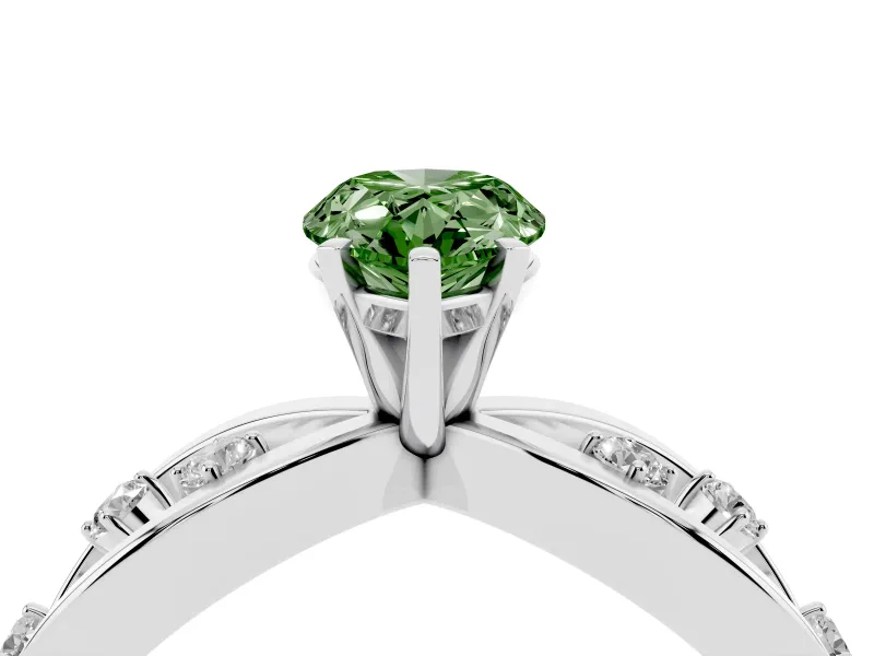 Pear-Shaped Loop Engagement Ring Setting for a Fancy Green Lab-Grown Diamond | Sterling Silver