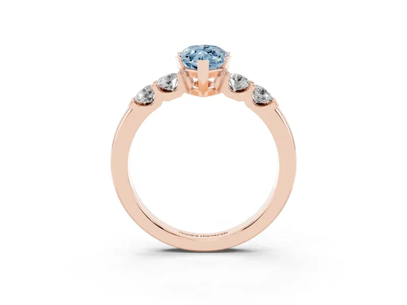 Marquise Five Stone Engagement Ring Setting for a Fancy Blue Lab-Grown Diamond | Rose Gold