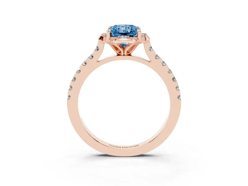 Radiant Cut Floral Petal Engagement Ring Setting for a Fancy Blue Lab-Grown Diamond | Petal Accents | Rose Gold
